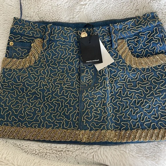 Retrofete Sequence 3 piece jean skirt, jacket and bra - Picture 2 of 4